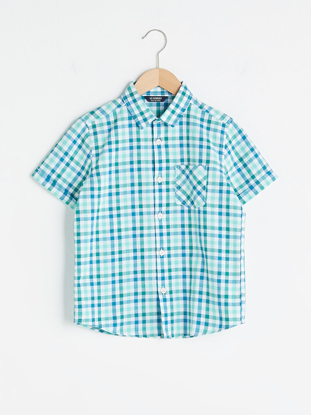 Chemise Garçon en Popeline à Manches Courtes Écossais