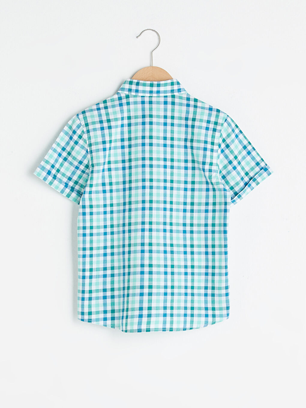 Chemise Garçon en Popeline à Manches Courtes Écossais-1