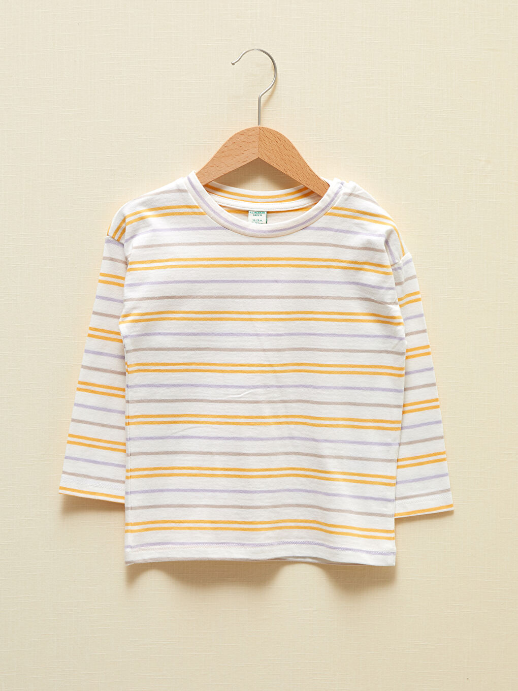 Ekru Erkek Bebek Çizgili Tişört