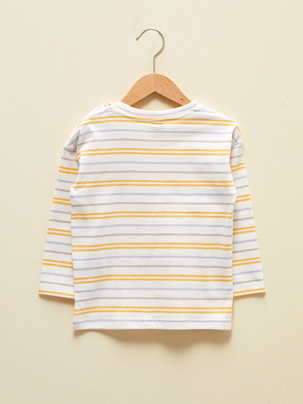 Ekru Erkek Bebek Çizgili Tişört-3