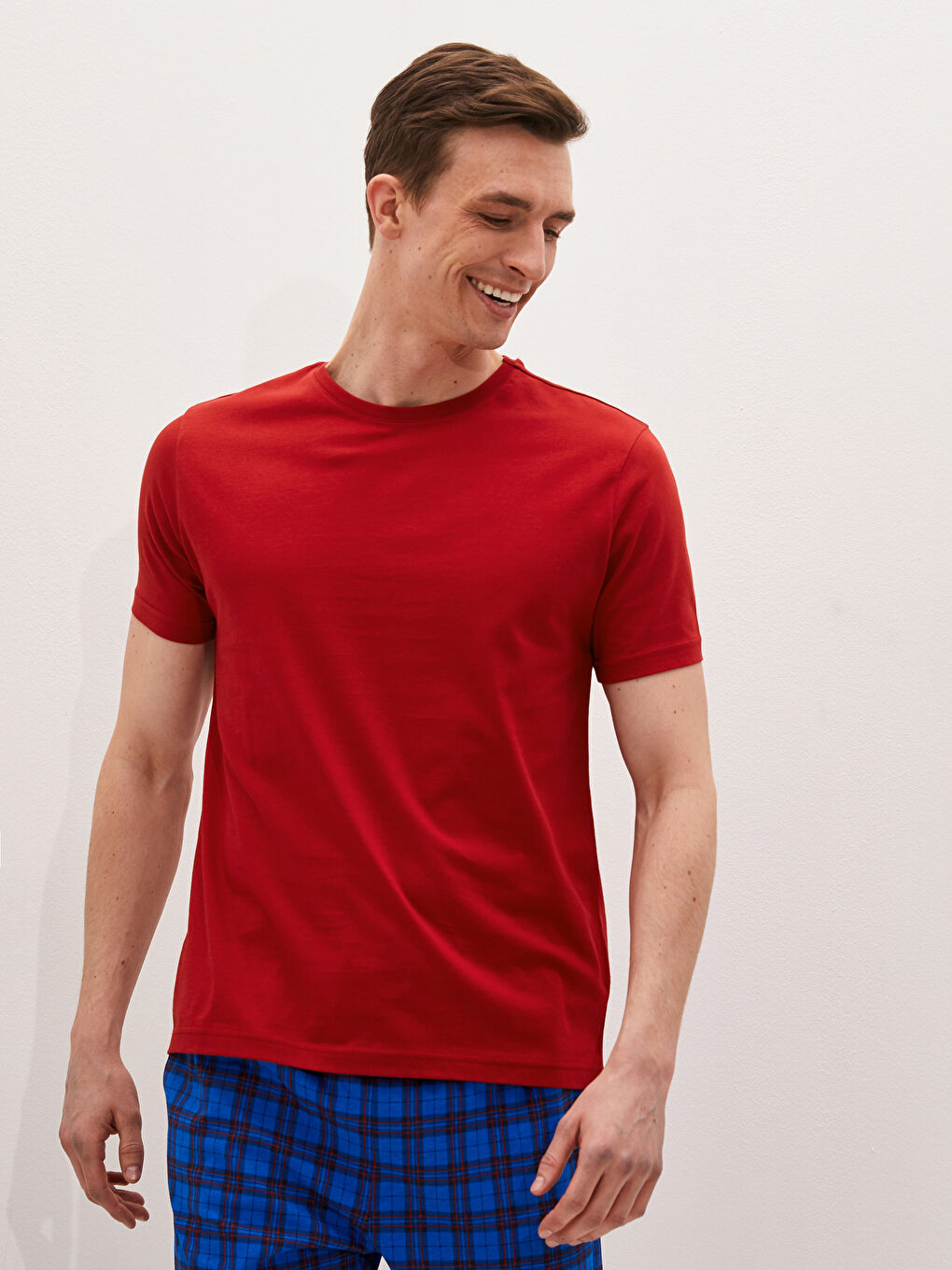 Regular Fit Plaid Men's Pyjama Set-2