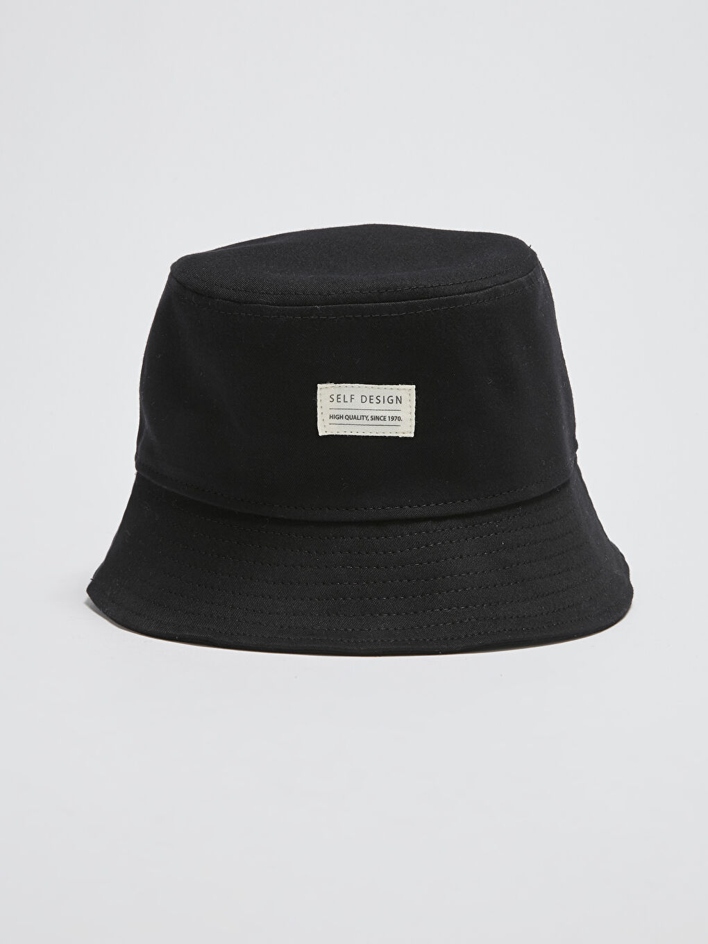 Siyah Etiket Baskılı Erkek Bucket Şapka-3