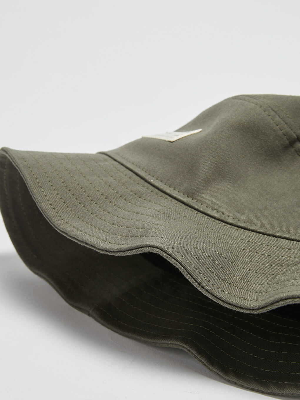 Haki Etiket Baskılı Erkek Bucket Şapka-3