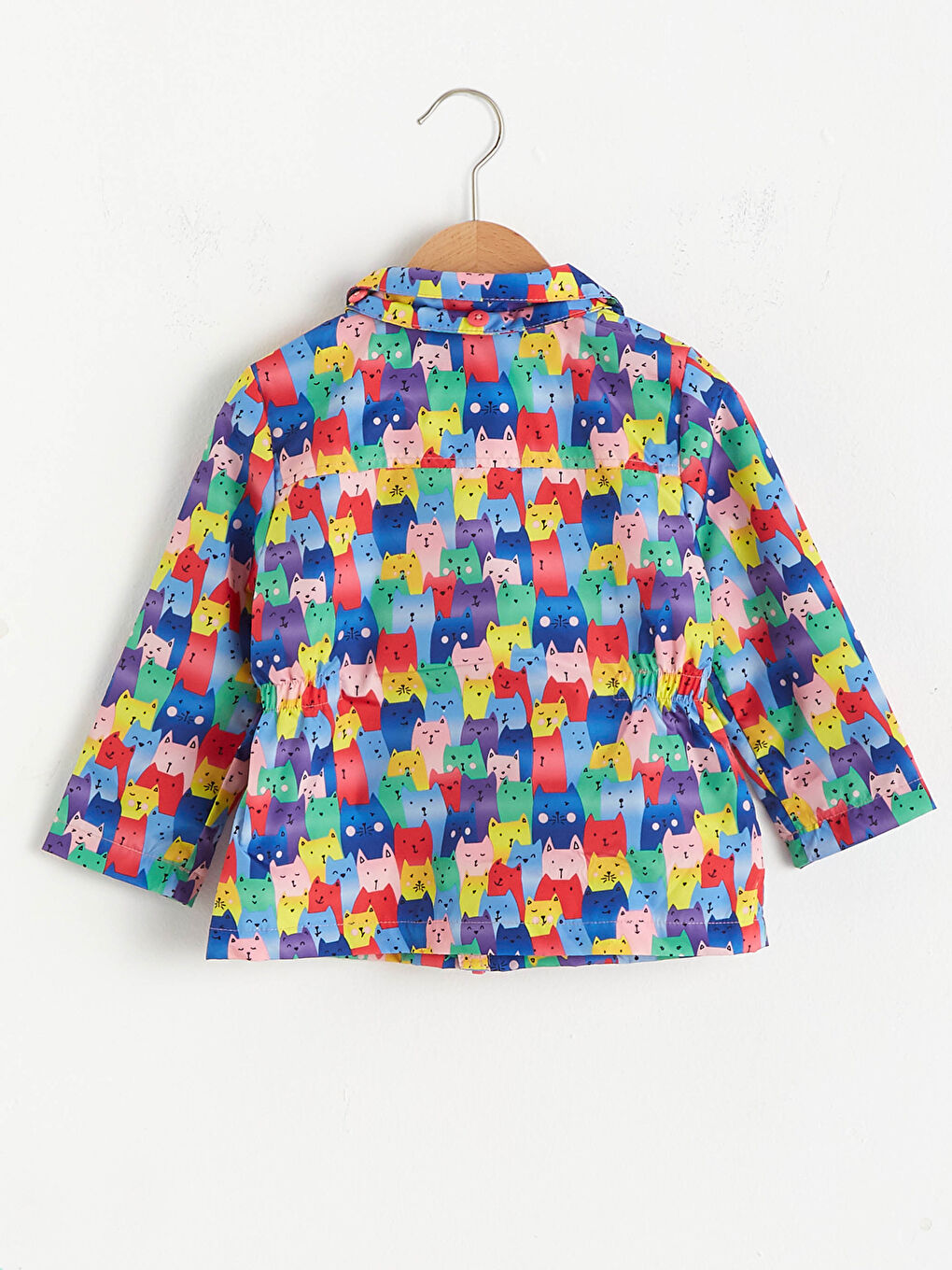 Turkuaz Kapüşonlu Uzun Kollu Kız Bebek Fermuarlı Yağmurluk-1