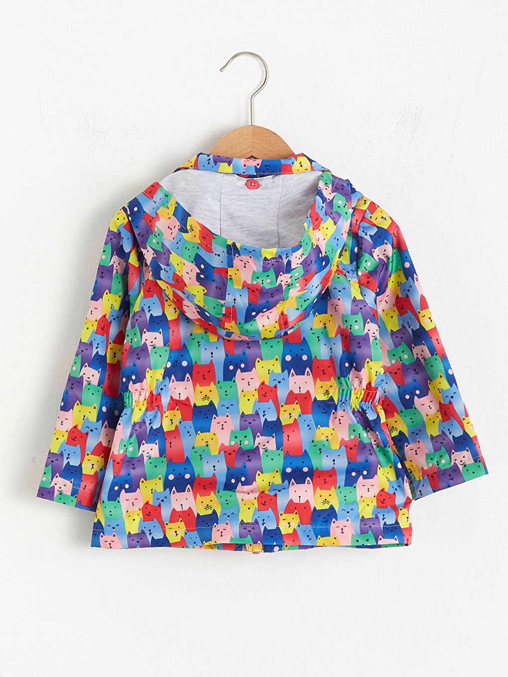 Turkuaz Kapüşonlu Uzun Kollu Kız Bebek Fermuarlı Yağmurluk-2