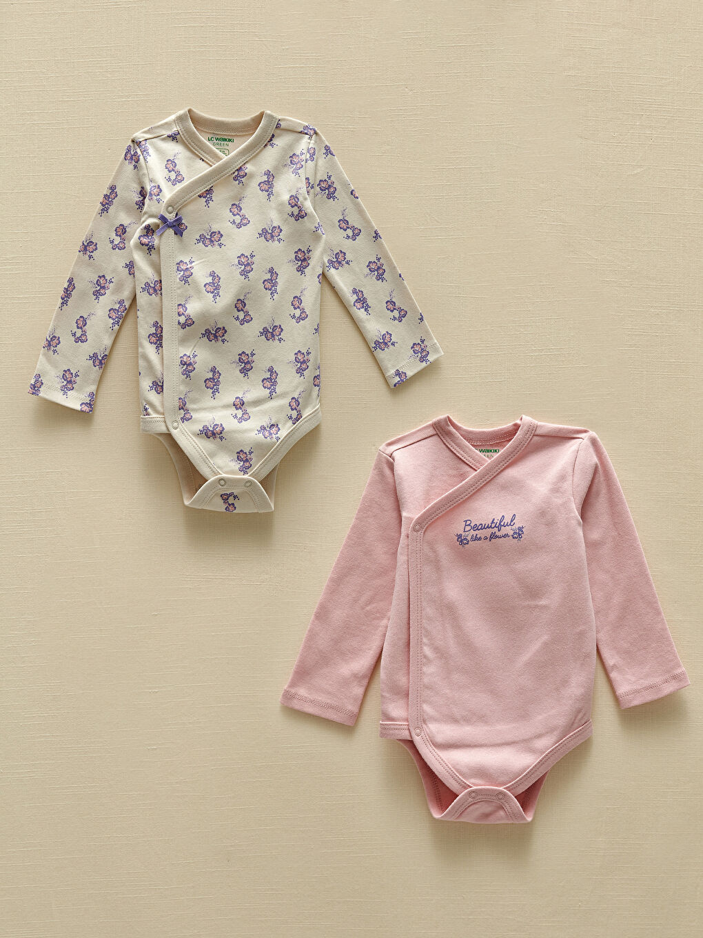 LCW baby Long Sleeve Printed Baby Girl Body with Snap Crotch 2-Pack -S15038Z1-LRA
