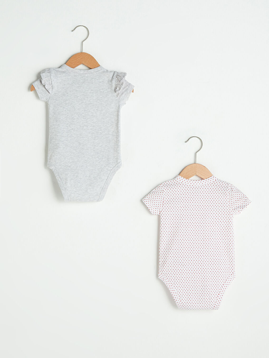 ياقة ظرف كم قصير بدلة جسم مطبوع قطن بنات رضع بزر ضغط 2 قطعة-1