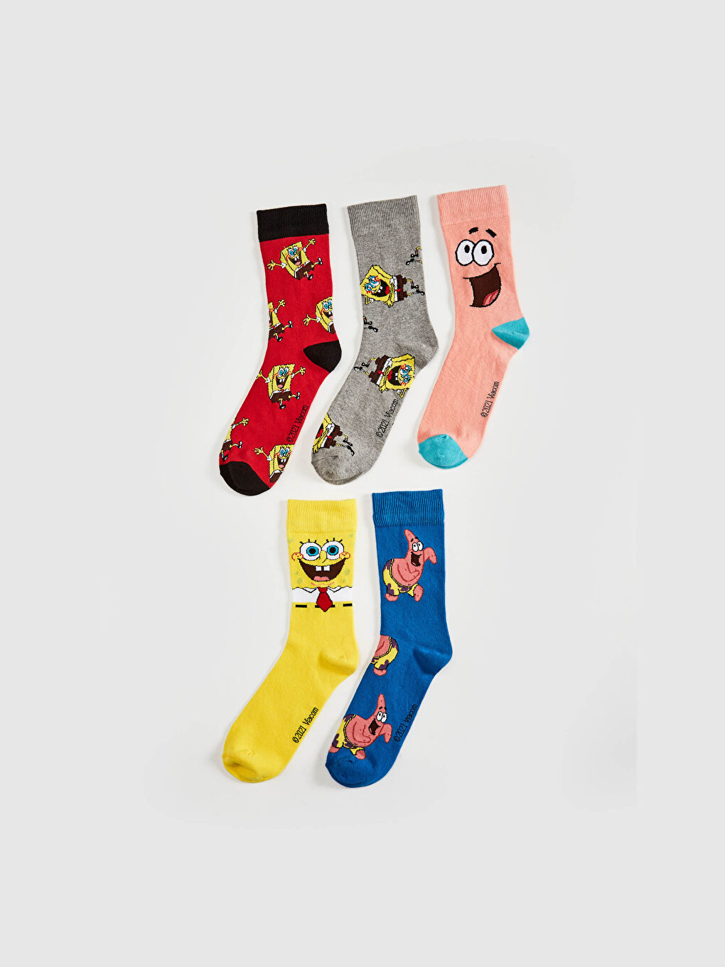 Karışık Sünger Bob Baskılı Soket Çorap 5'li-1