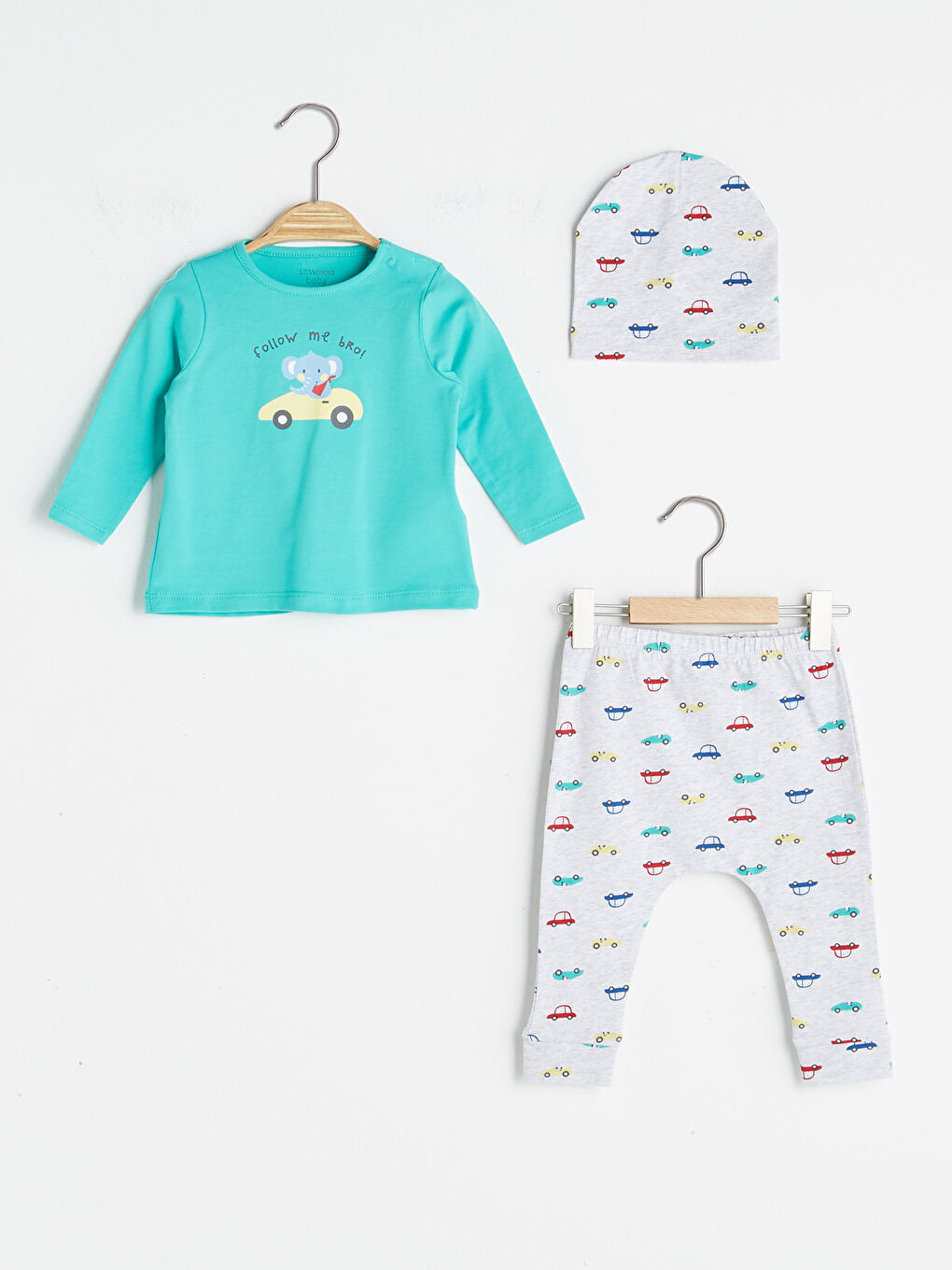 Костюм для хлопчика з круглим вирізом горловини, довгим рукавом, з принтом, 3 предмети