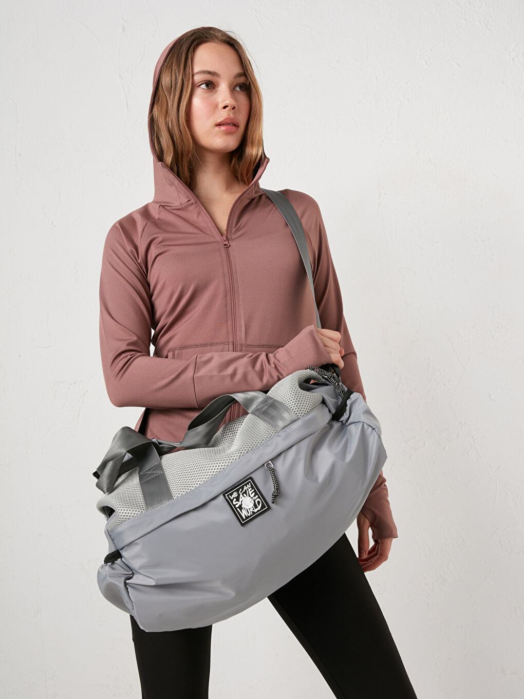 Gri Paraşüt Kumaş Aktif Spor Çanta-1