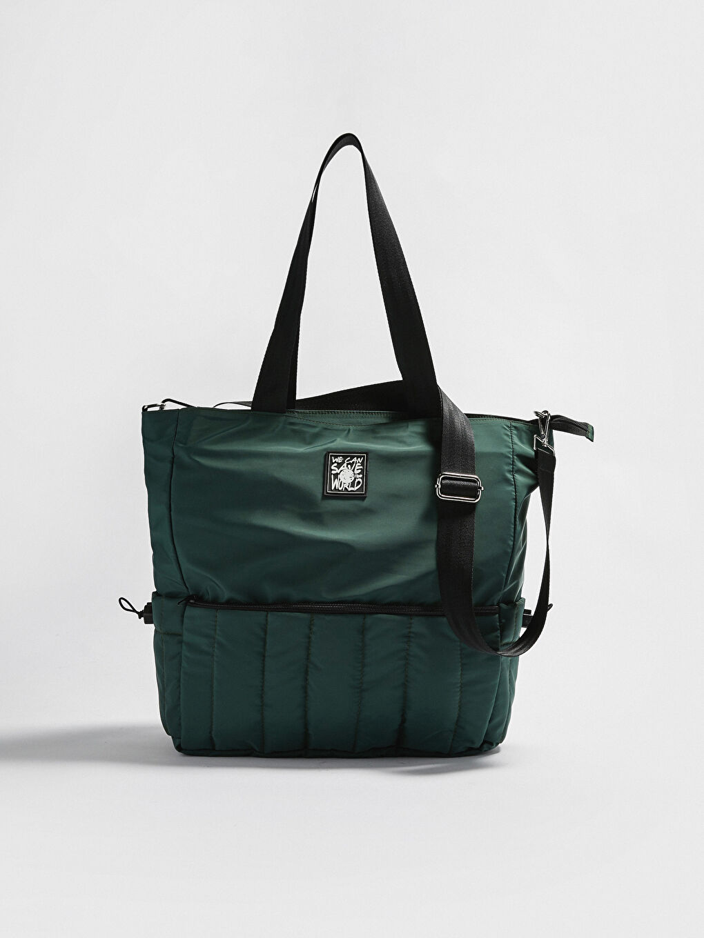 Haki Etiket Baskılı Kadın Kol Çantası-2