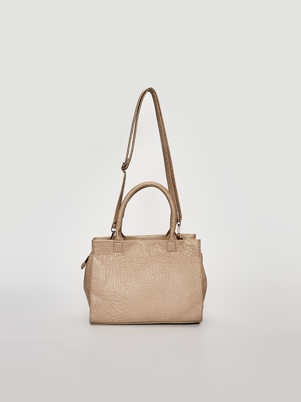 Bej Deri Görünümlü Omuz Çantası-5