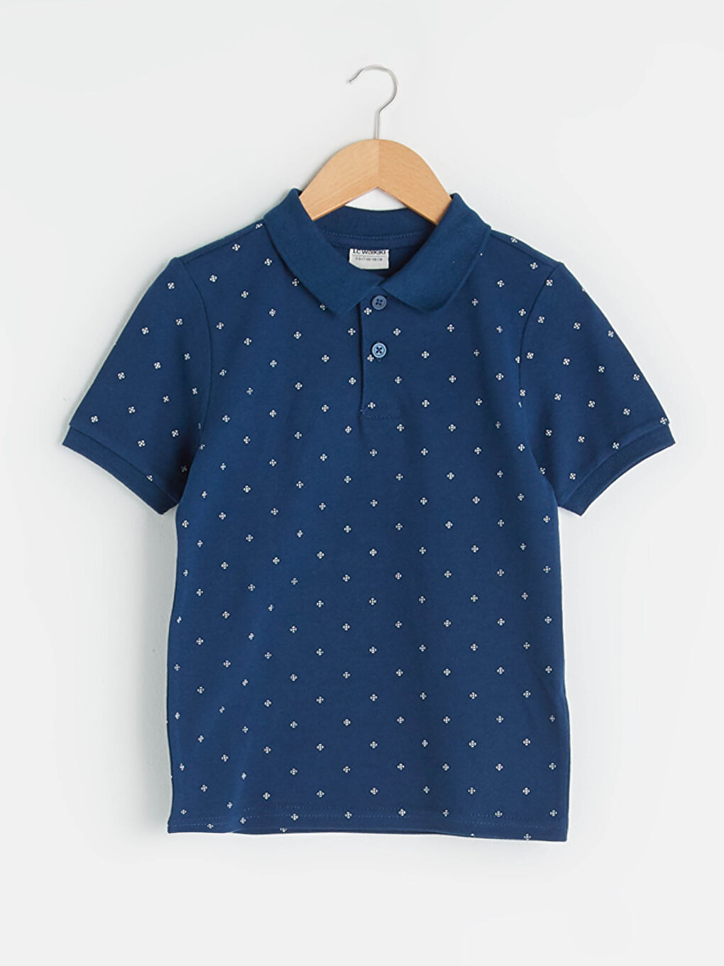 T-shirt Garçon en Coton à Manches Courtes Imprimé Col Polo
