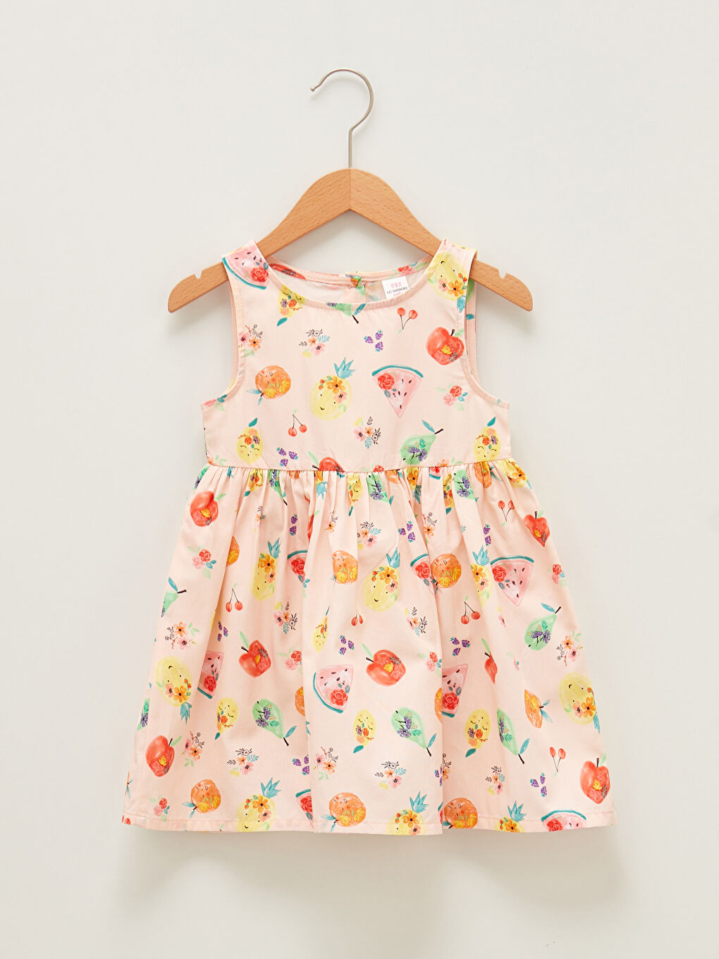 Crew Neck Printed Poplin Baby Girl Dress