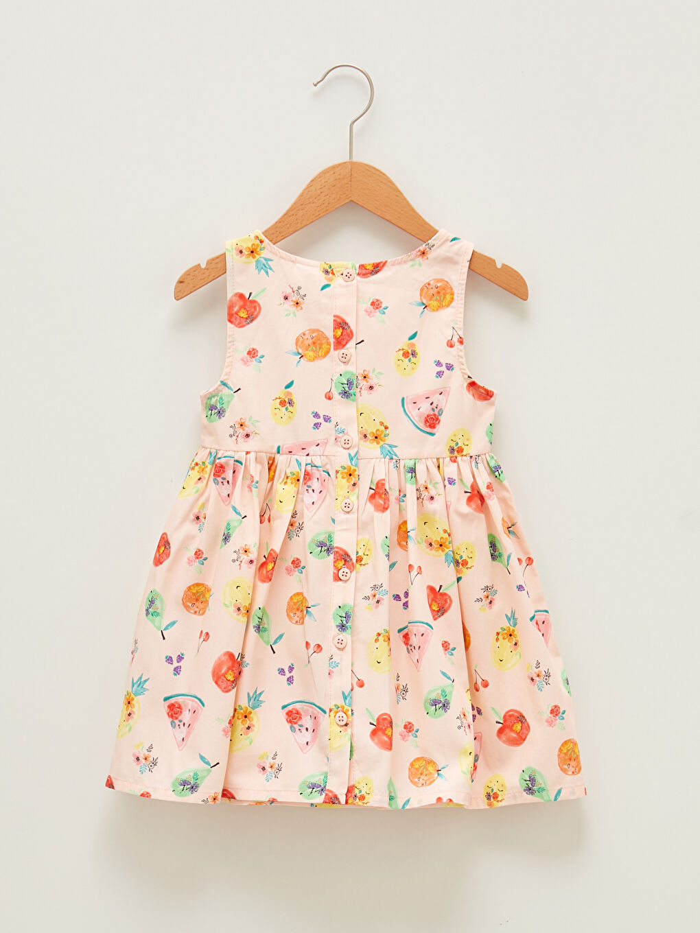 Crew Neck Printed Poplin Baby Girl Dress-1