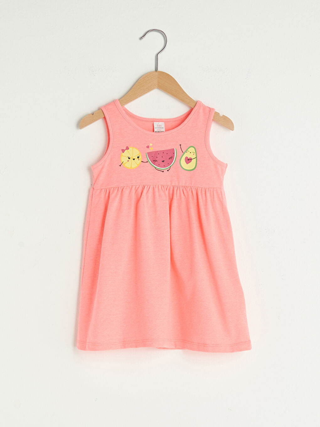 Rochie Fetiță Bebeluș Fără Mâneci Imprimată din Bumbac cu Guler Rotund