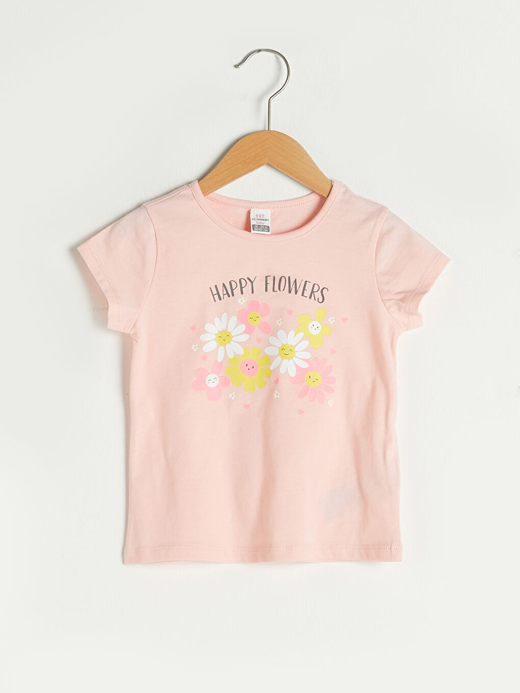 Crew Neck Short Sleeve Printed Cotton Baby Girl T-Shirt