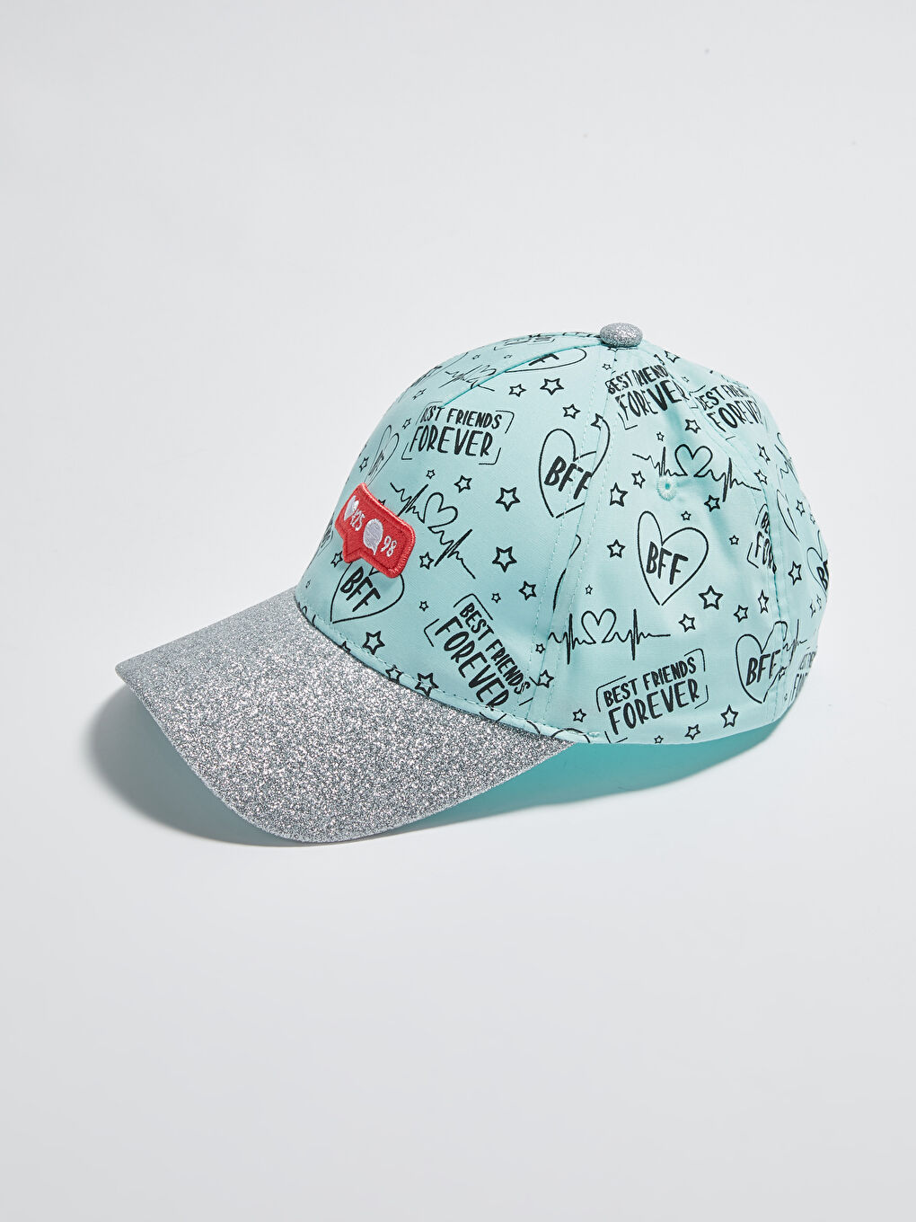 Yeşil Slogan Baskılı Kız Çocuk Şapka