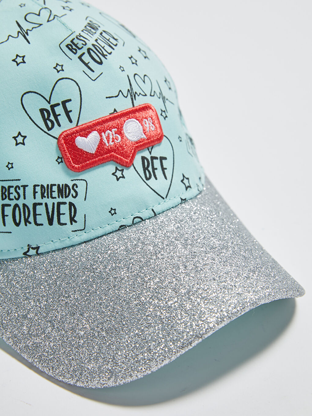 Yeşil Slogan Baskılı Kız Çocuk Şapka-1