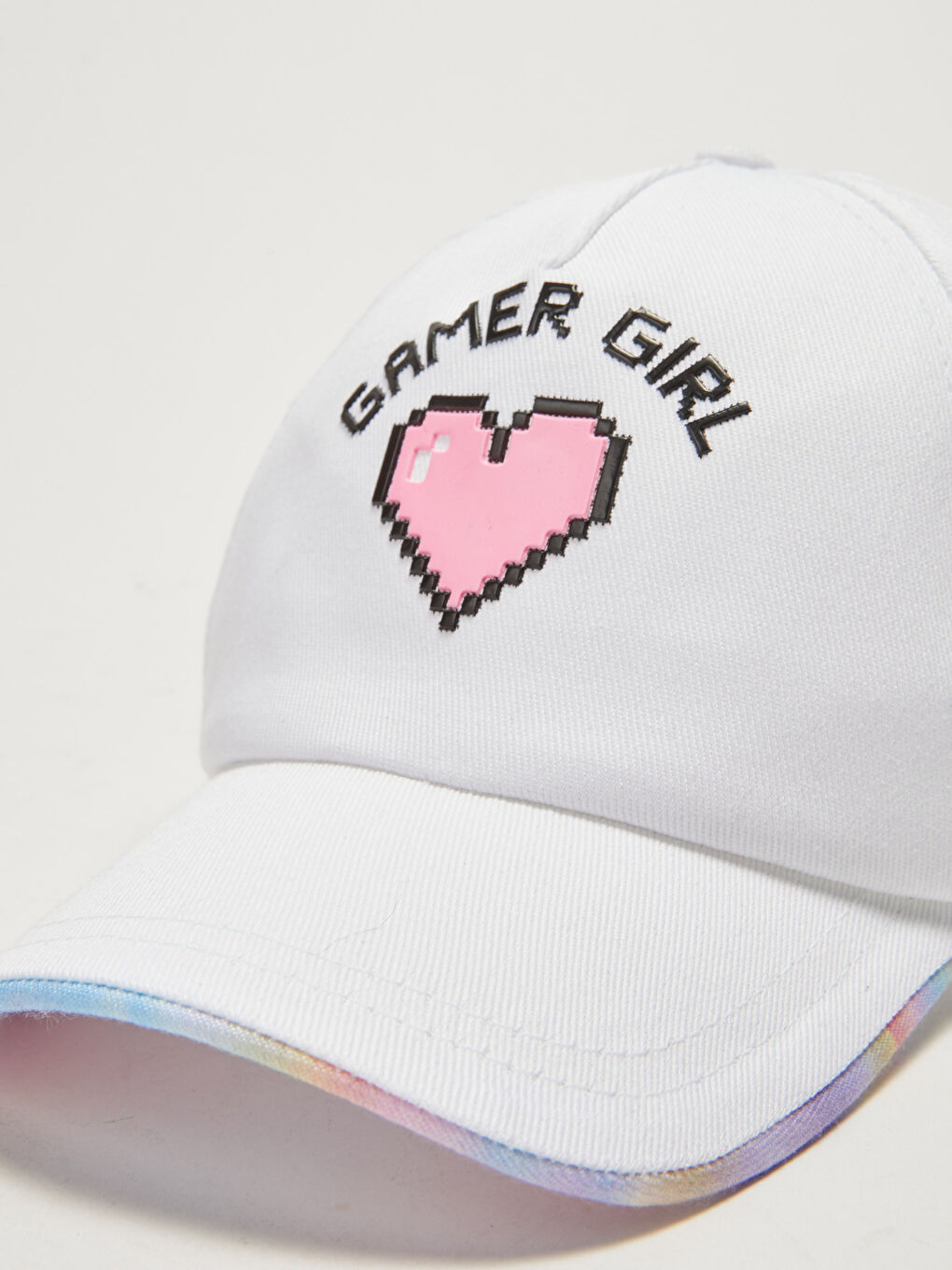 Beyaz Kız Çocuk Slogan Baskılı Kep Şapka-2