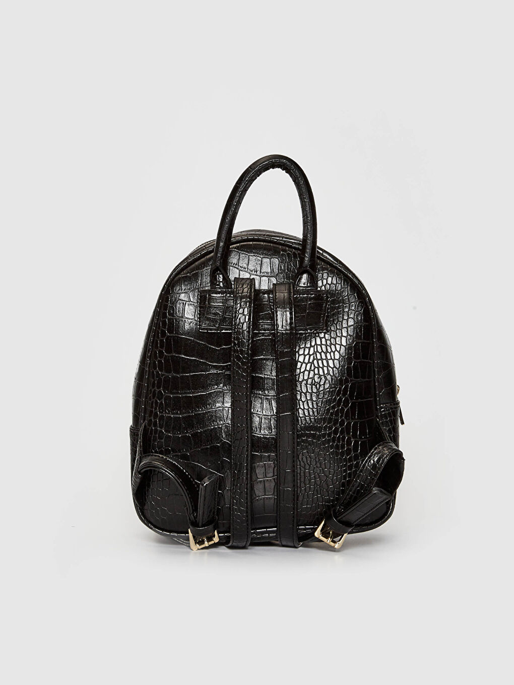 Siyah Kadın Deri Görünümlü Sırt Çantası-5