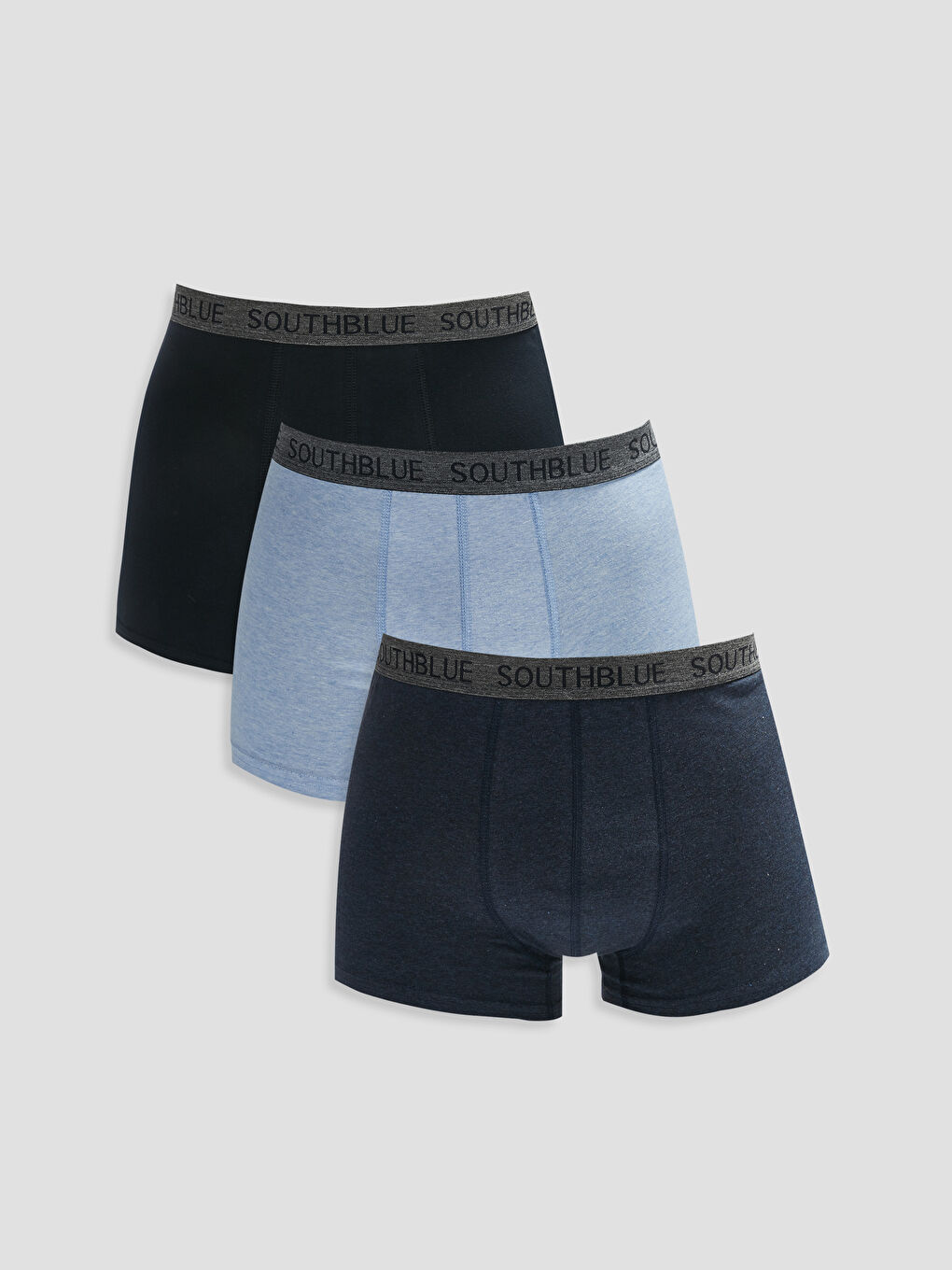 Mavi Standart Kalıp Pamuklu Esnek Erkek Boxer 3'lü