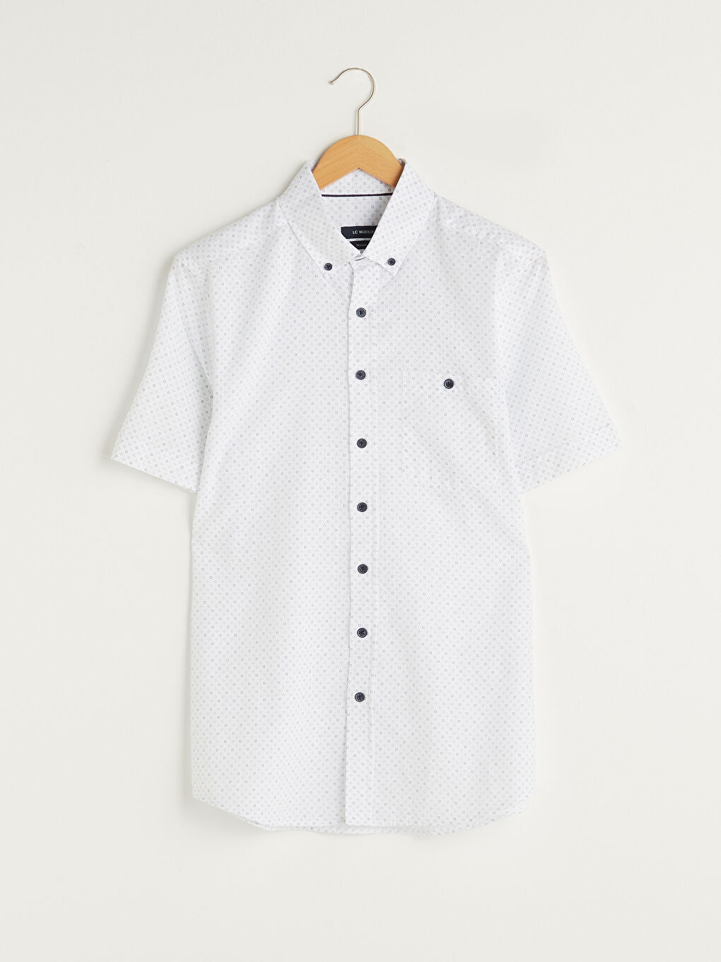 Beyaz Regular Fit Kısa Kollu Poplin Erkek Gömlek-5