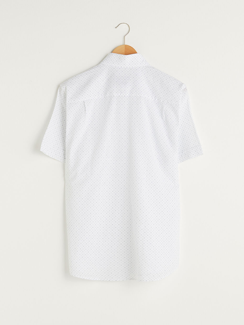 Beyaz Regular Fit Kısa Kollu Poplin Erkek Gömlek-6