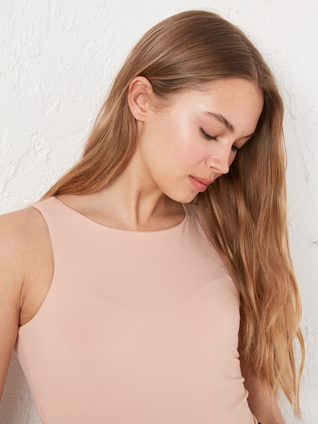 LCW DREAM Women's Crew Neck Straight Body With Snap Fastener -S15563Z8-GAP