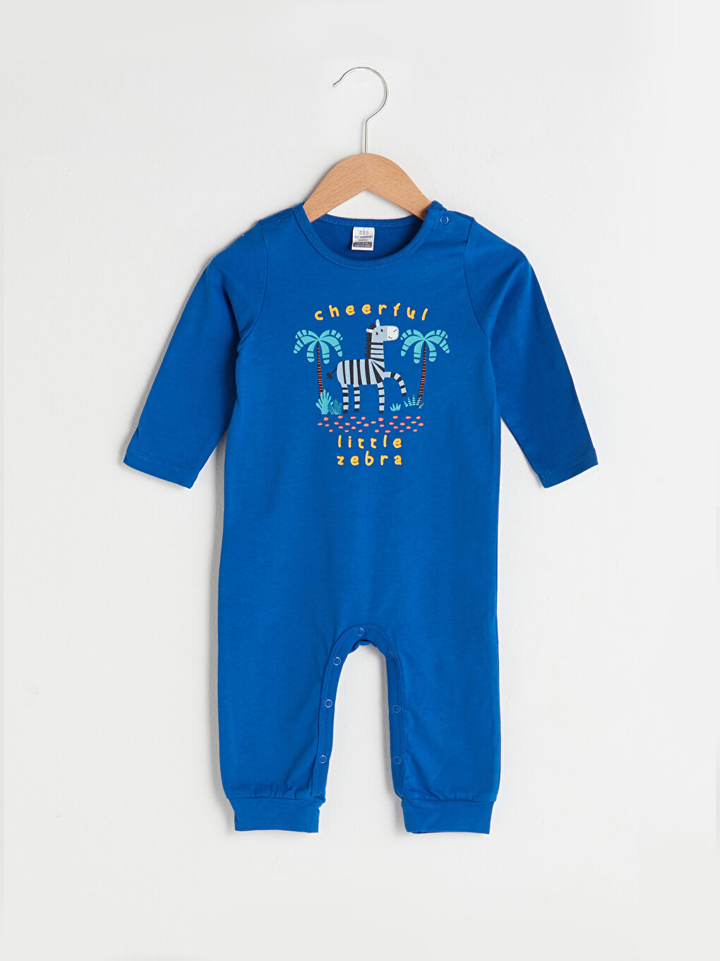 Комбинезон для мальчика с круглым вырезом, длинным рукавом и принтом из хлопка