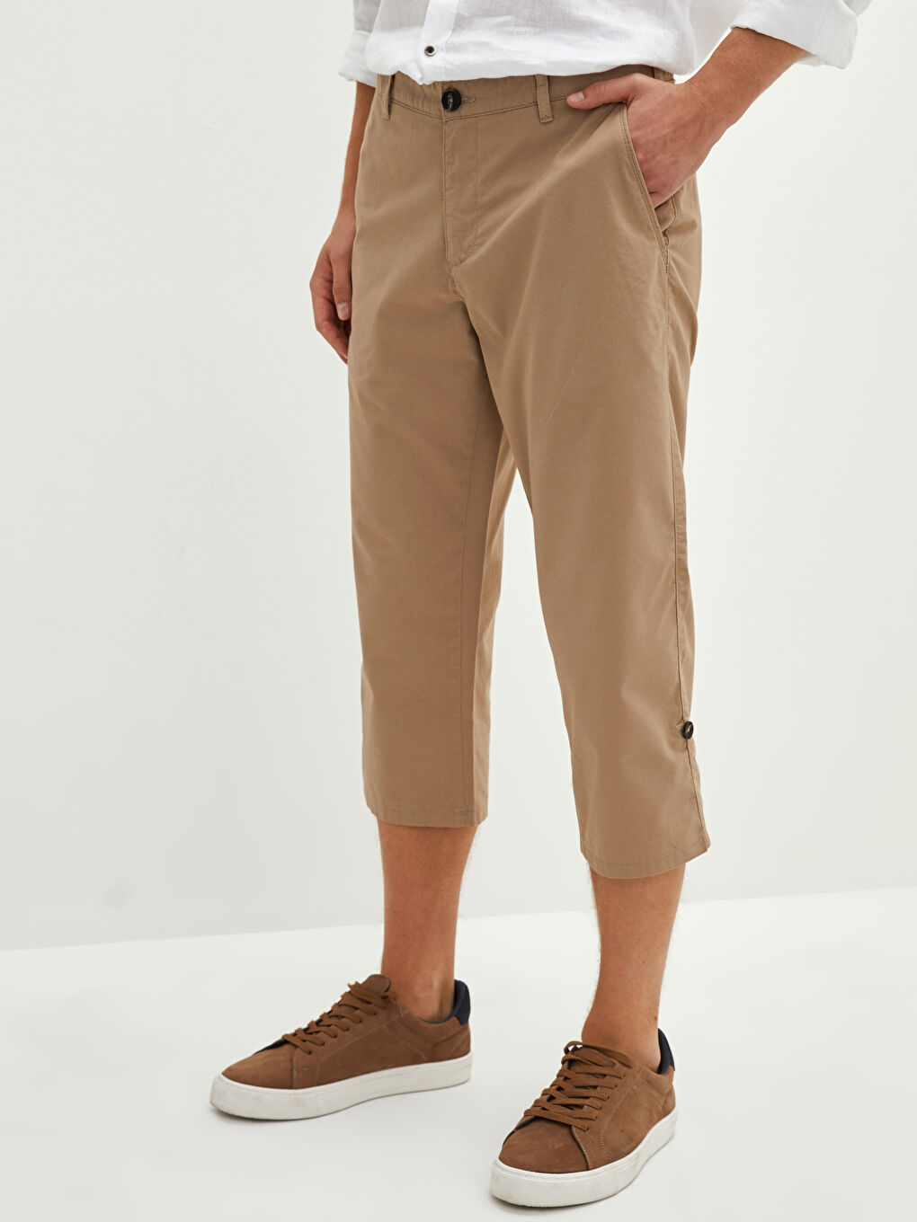 Bej Standart Kalıp Erkek Bermuda Şort-2