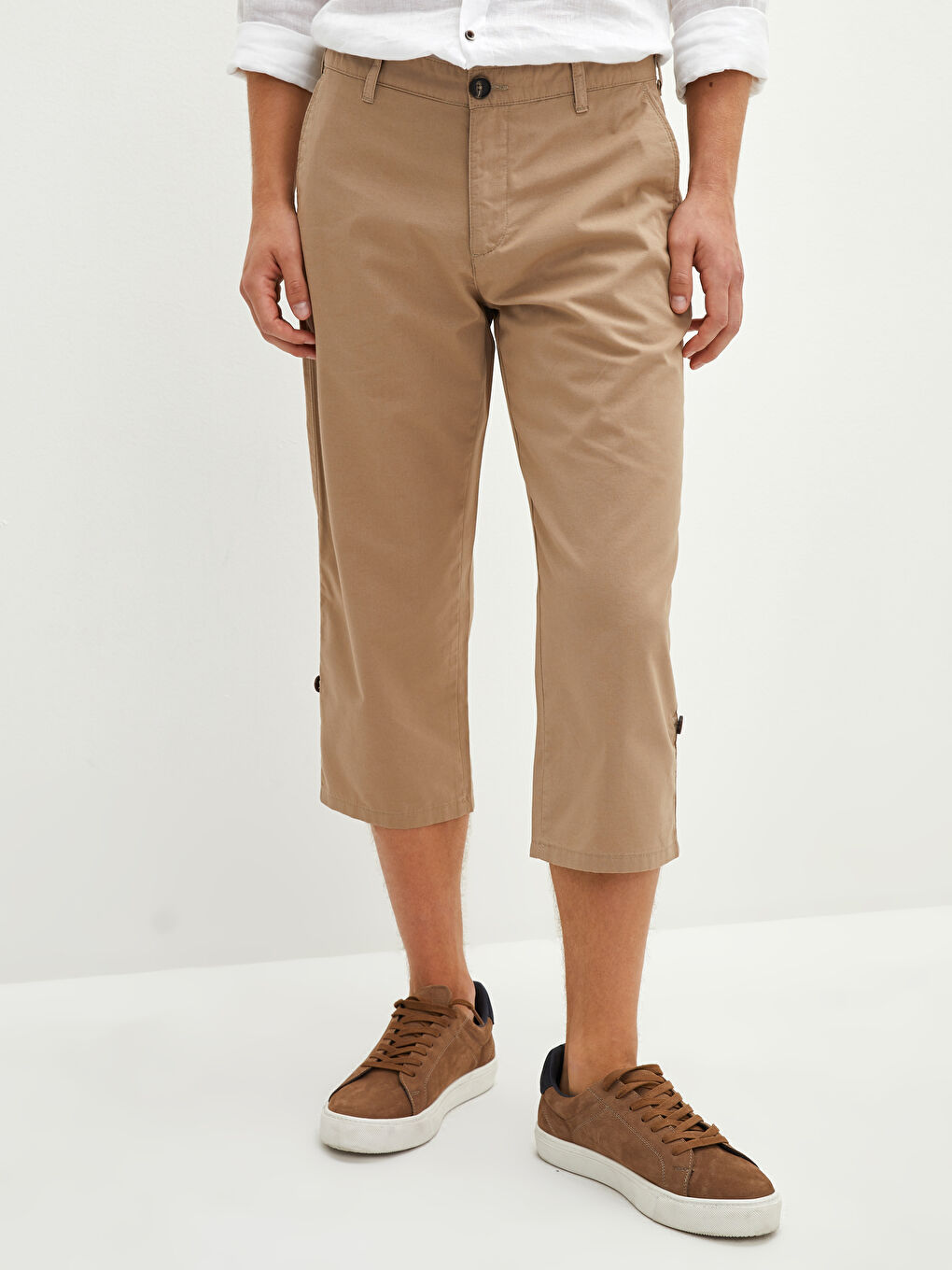 Bej Standart Kalıp Erkek Bermuda Şort-3