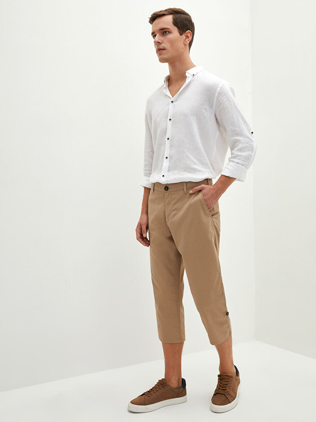 Bej Standart Kalıp Erkek Bermuda Şort