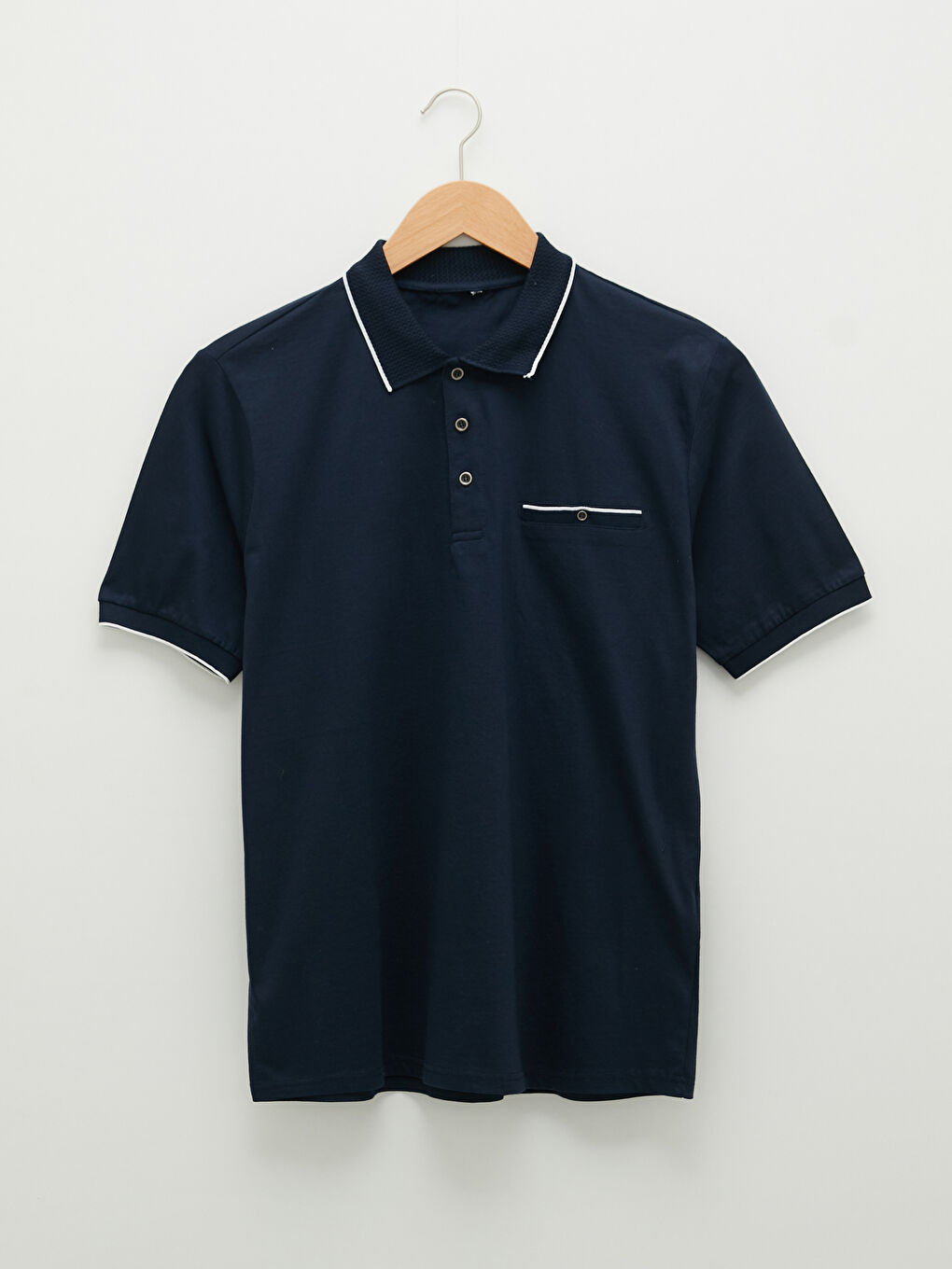 Lacivert Merserize Polo Yaka Kısa Kollu Erkek Tişört-5