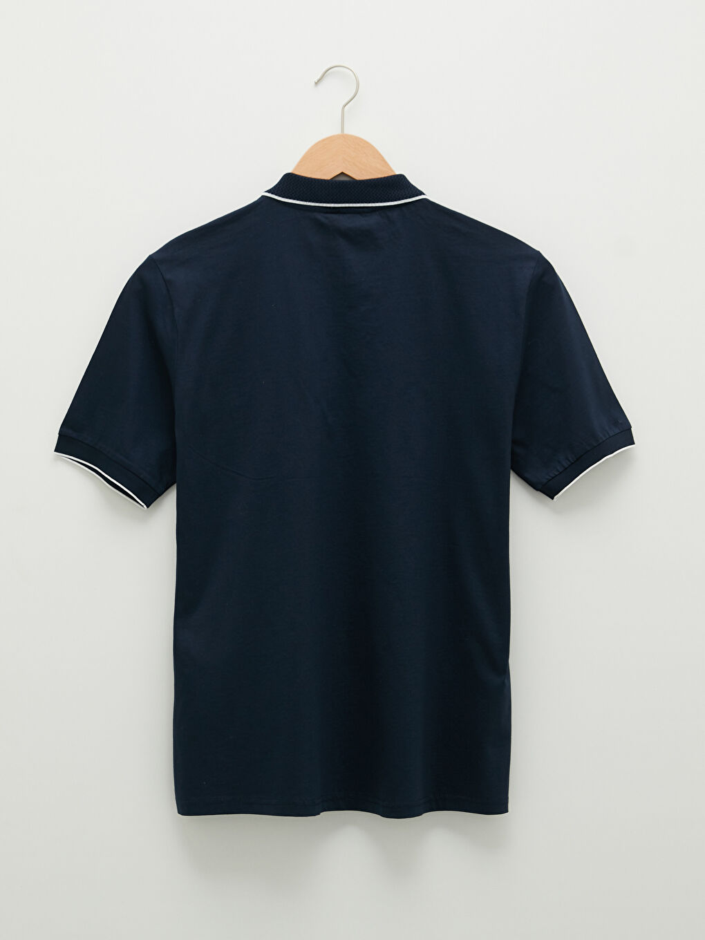Lacivert Merserize Polo Yaka Kısa Kollu Erkek Tişört-6