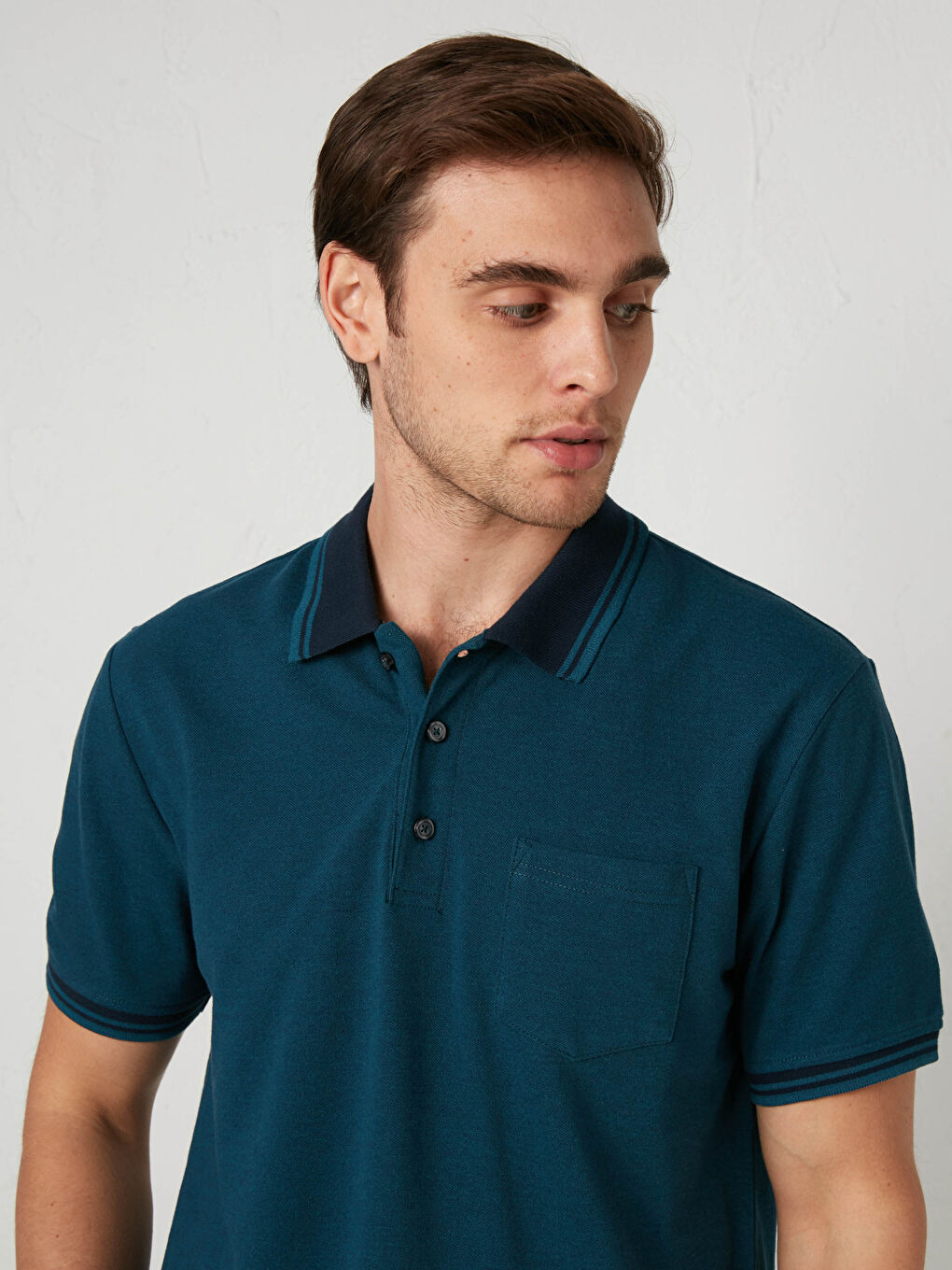 Polo Neck Short Sleeve T-Shirt-1