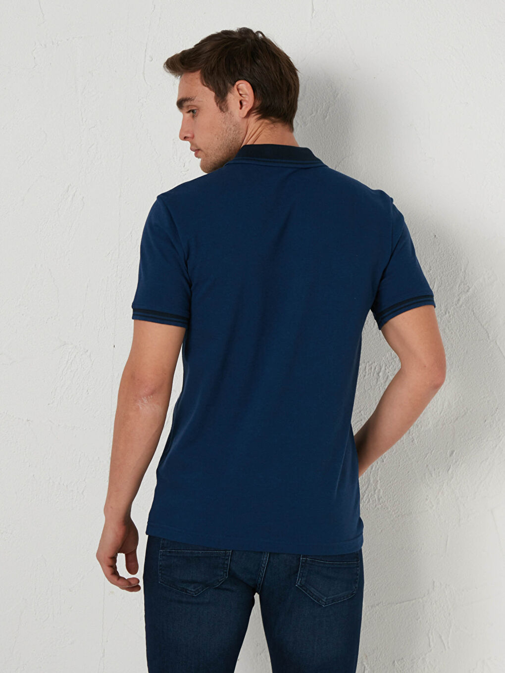 Mavi Polo Yaka Kısa Kollu Tişört-3