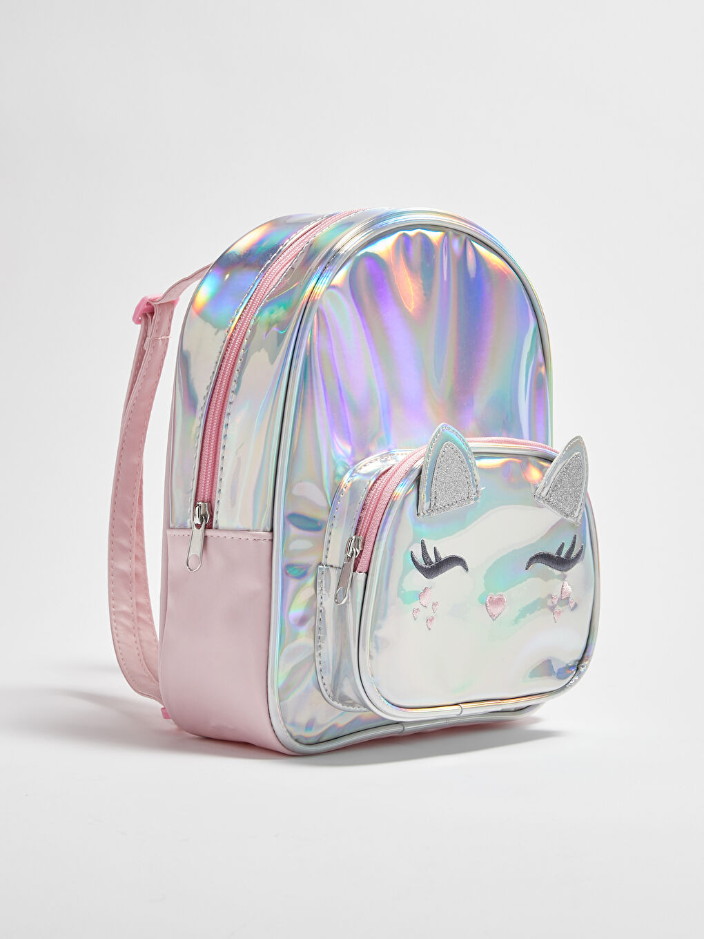 Gri Kız Çocuk Parlak Görünümlü Sırt Çantası-1