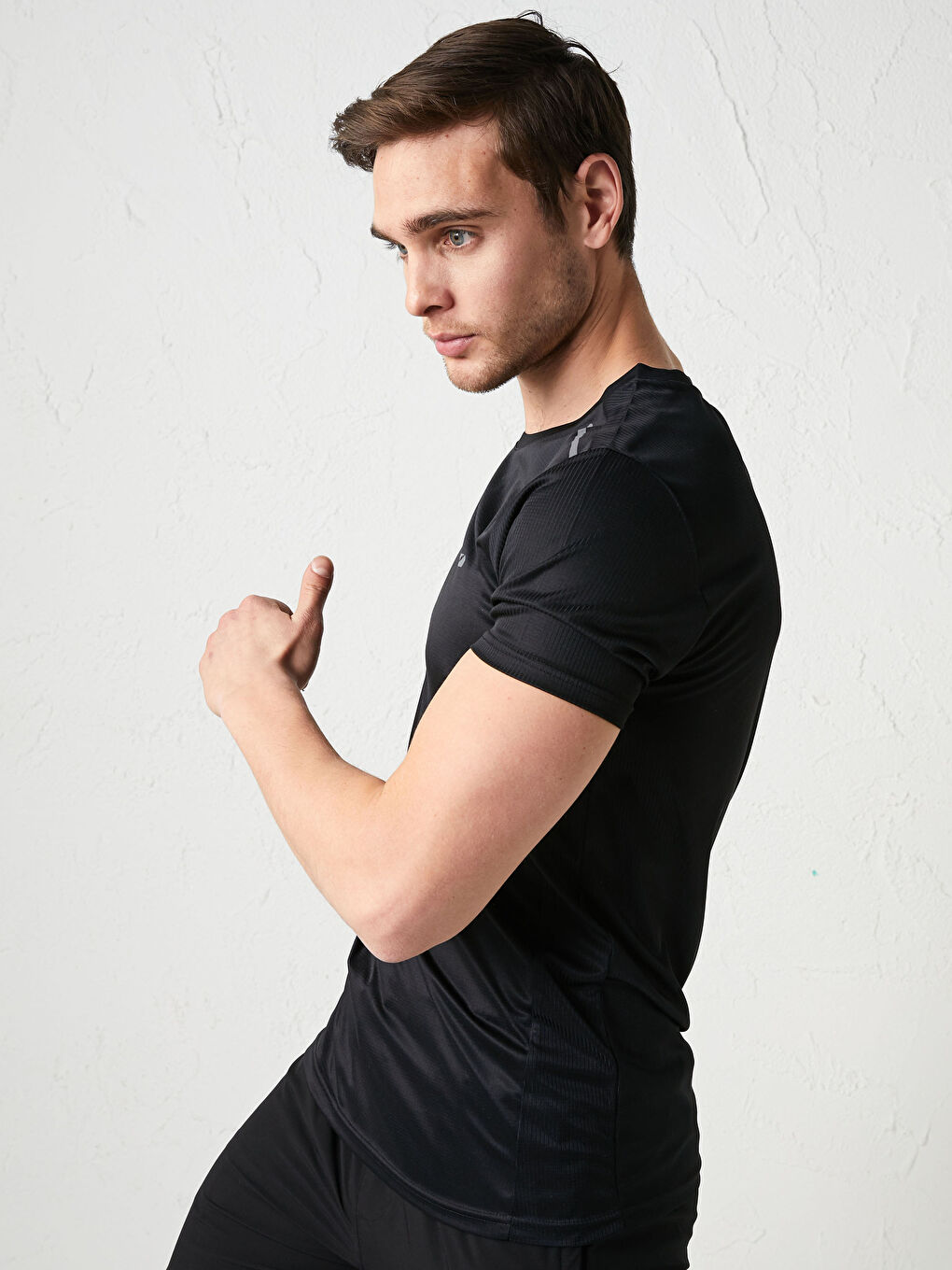 Bisiklet Yaka Kısa Kollu Aktif Spor Erkek Tişört-1