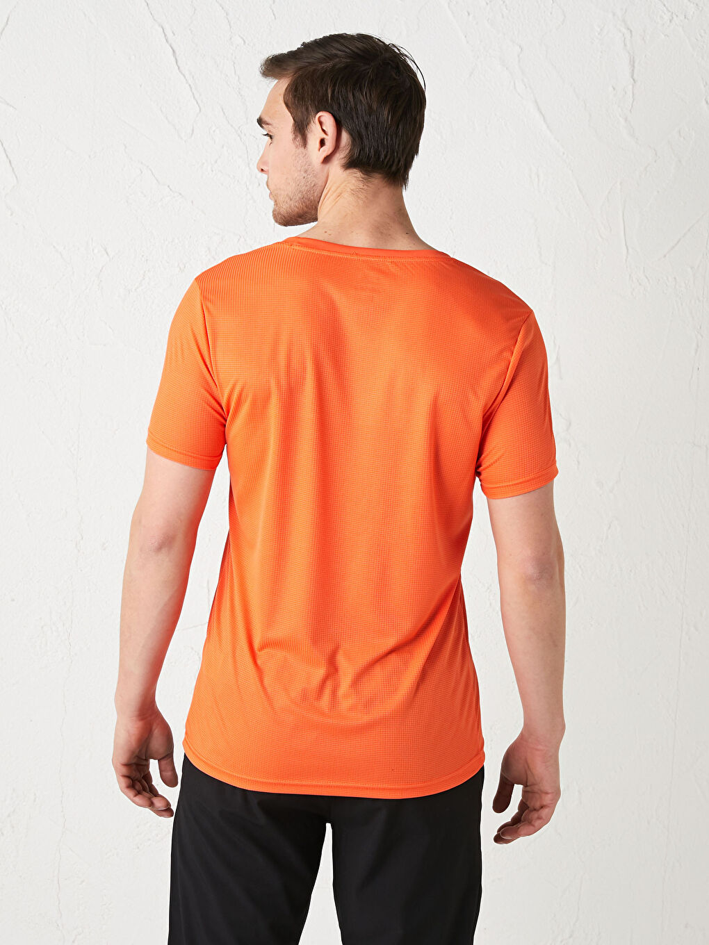 Turuncu Bisiklet Yaka Kısa Kollu Aktif Spor Erkek Tişört-3