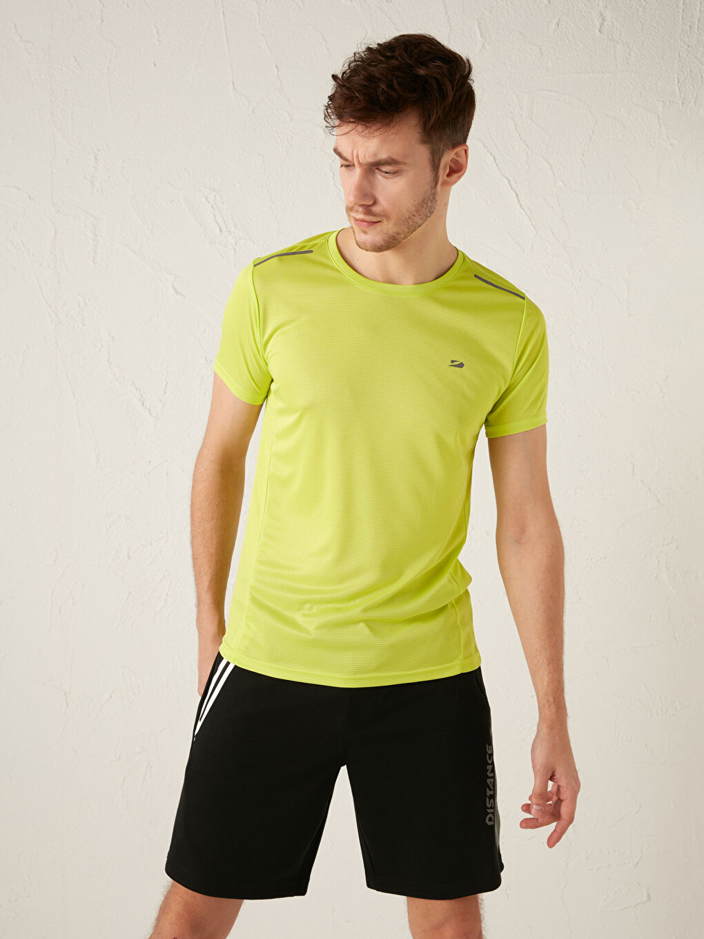 Yeşil Bisiklet Yaka Kısa Kollu Aktif Spor Erkek Tişört