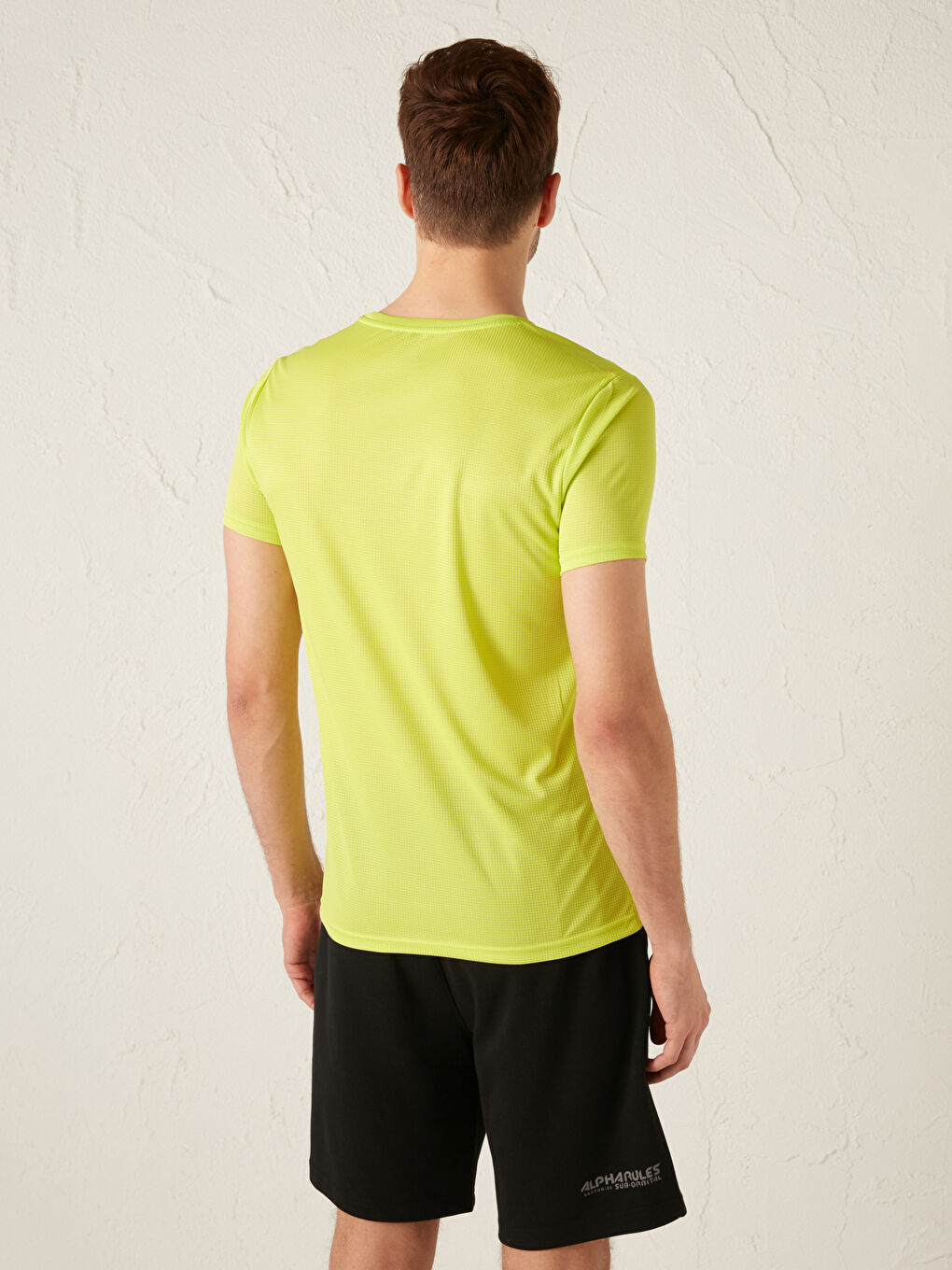 Yeşil Bisiklet Yaka Kısa Kollu Aktif Spor Erkek Tişört-3