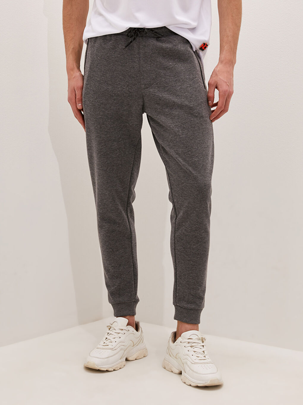 Gri Slim Fit Aktif Spor Erkek Jogger Eşofman Altı-1