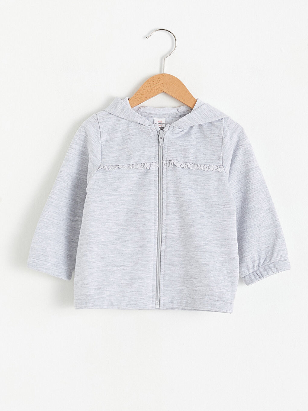 Gri Kız Bebek Fermuarlı Sweatshirt