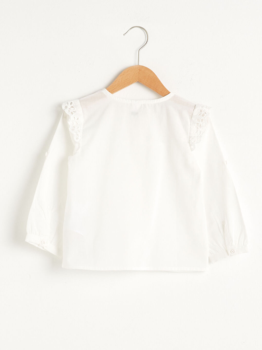 Chemise Bébé Fille à Manches Longues avec Détails en Dentelle et Col Rond-1