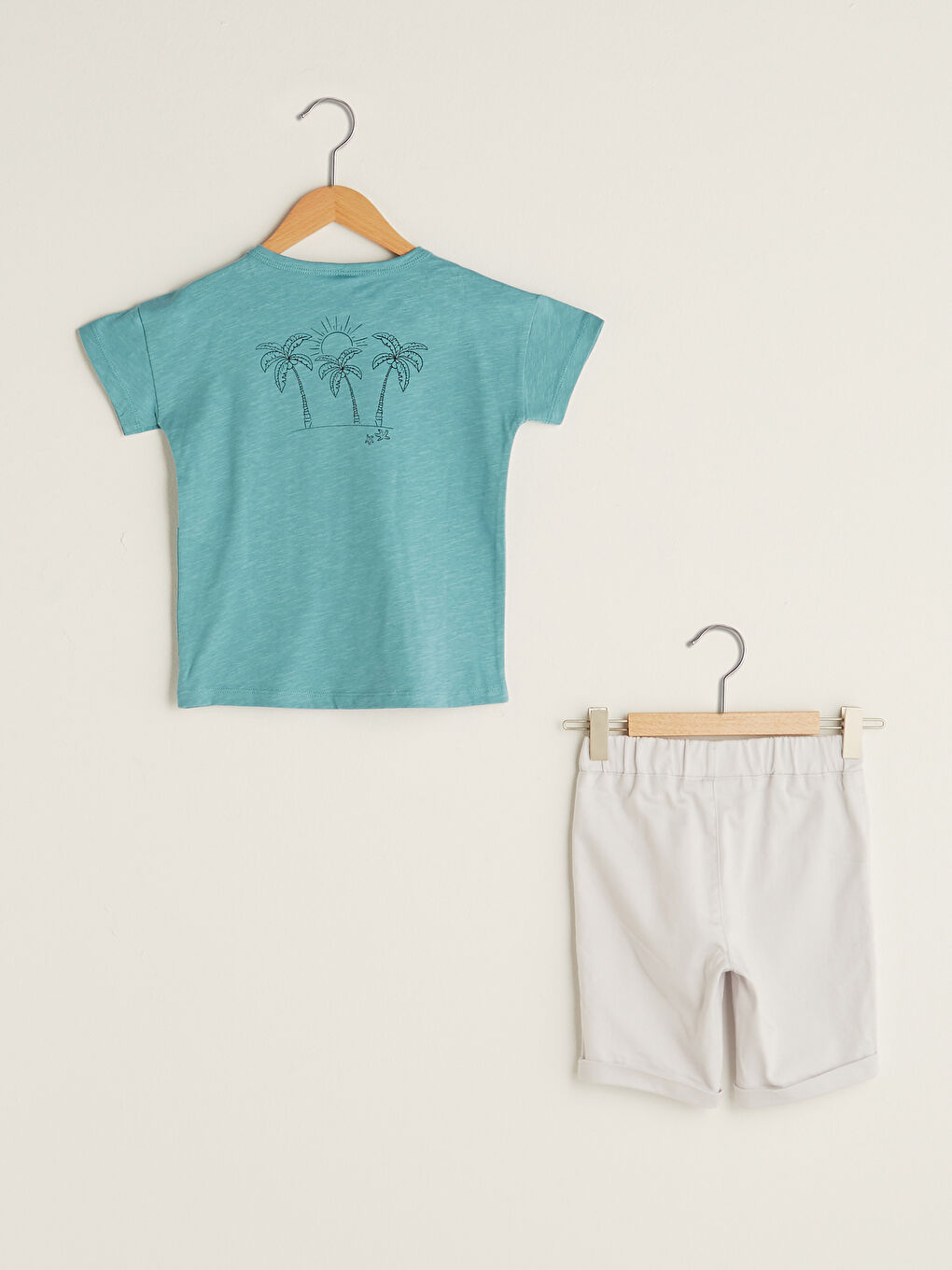 Crew Neck Short Sleeve Printed Baby Boys' T-Shirt and Shorts 2 Pack Set-3