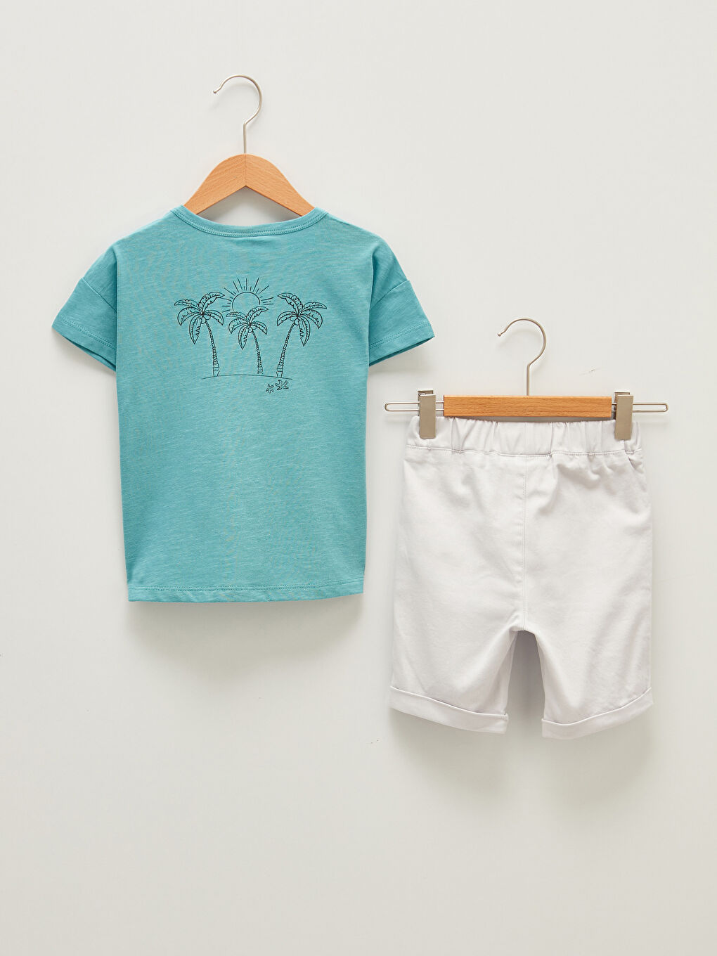 Crew Neck Short Sleeve Printed Baby Boys' T-Shirt and Shorts 2 Pack Set-2