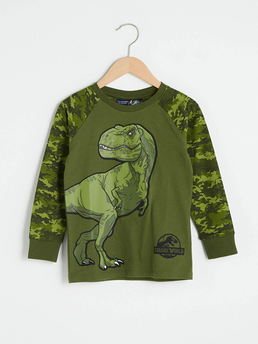 Crew Neck Jurassic World Printed Long Sleeve Boy T-Shirt
