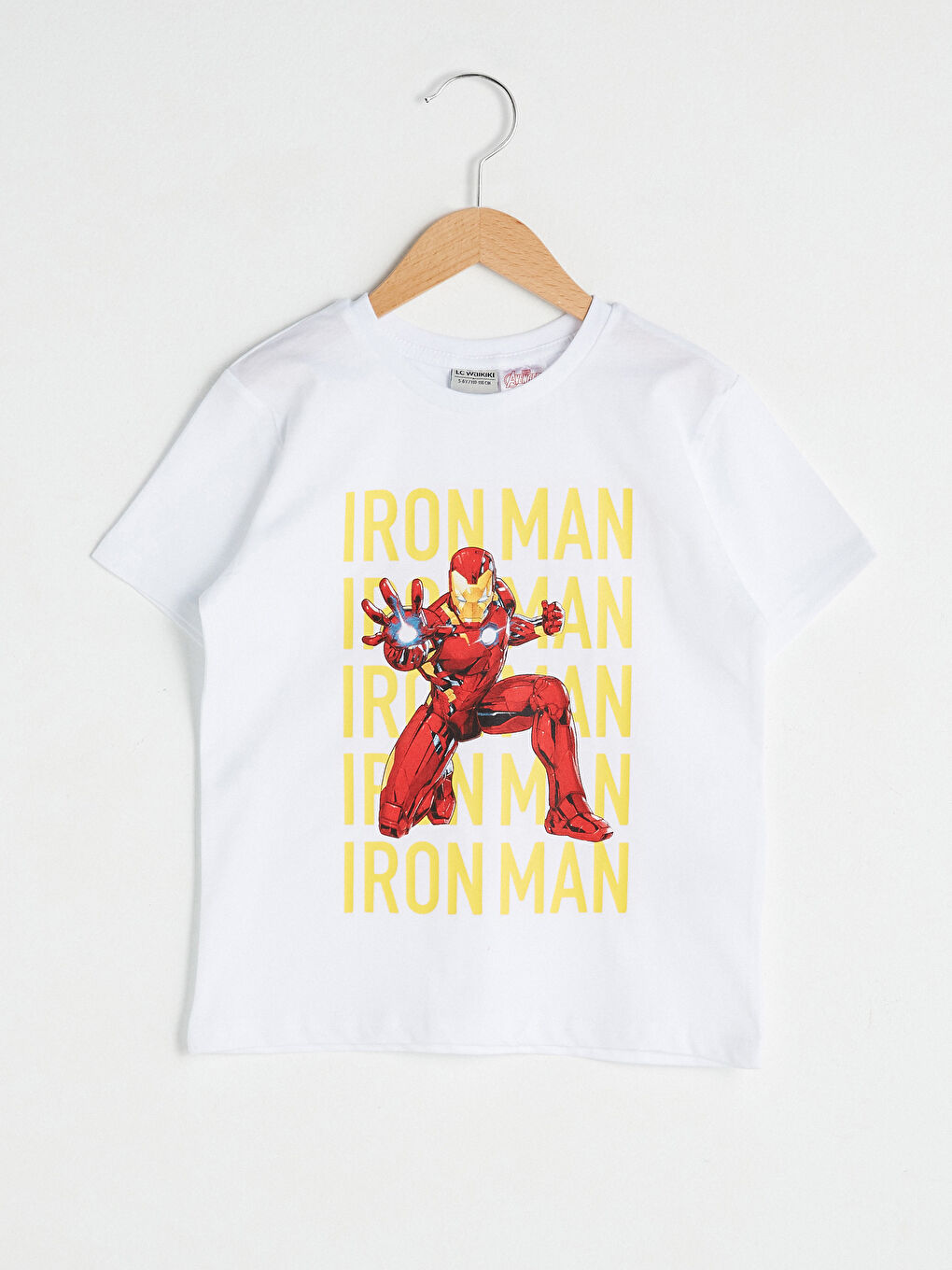 Crew Neck Iron Man Printed Short Sleeve Cotton Boy T-Shirt-1