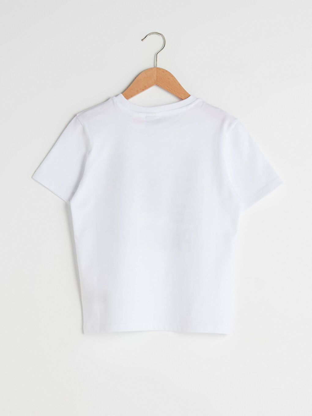 Beyaz Bisiklet Yaka Kara Panter Baskılı Kısa Kollu Pamuklu Erkek Çocuk Tişört-1